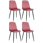 Lot de 4 chaises de salle à manger giverny en tissu ou velours piètement en métal noir rose - velours ... Lot de 4 chaises de salle à manger giverny en tissu ou velours piètement en métal noir rose - velours ...