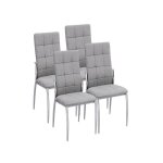 Lot de 4 chaises de salle � manger grises avec pieds en m�tal assise en tissu rembour�e
