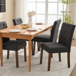 Lot de 4 chaises de salle � manger haut dossier assise rembourr�es - pieds en bois ch�ne confortable ...