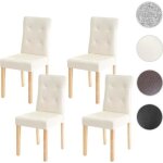 Lot de 4 chaises de salle � manger hwc - e58 similicuir cr�me pieds clairs