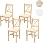 Lot de 4 chaises de salle � manger hwc - f77 style rustique - cottage en bois massif