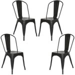 Lot de 4 chaises de salle  manger en mtal noir style moderne wiss - 41cm dossier - h76cm