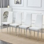 Lot de 4 chaises de salle � manger modernes - bellemave - motif losange - cuir pu - pieds en m�tal - ...