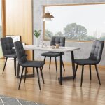 Chaises de salle  manger - chaise de cuisine - lot de 4 - gris - assise en lin - structure en mtal