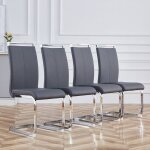 Lot de 4 chaises de salle � manger - rev�tement en simili cuir - pi�tement en m�tal - gris - 42x54x100 ...