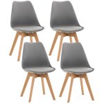 Lot de 4 chaises de salle à manger scandinave nordique pieds en bois naturel gris mobilier tendances Lot de 4 chaises de salle à manger scandinave nordique pieds en bois naturel gris mobilier tendances