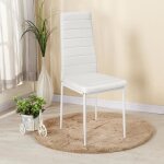 Lot de 4 chaises de salle � manger en simili cuir blanc - design nordique �l�gant et pratique