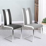 Lot de 4 chaises de salle � manger - simili noir et blanc - contemporain