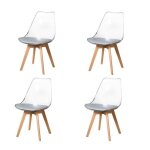 Lot de 4 chaises de salle � manger - style scandinave - bois massif - couleur transparente