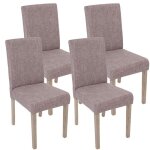 Lot de 4 chaises de salle  manger cuisine en tissu gris pieds en bois clair