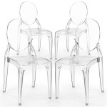 Lot de 4 chaises de salle � manger transparentes - style victoria ghost transparent