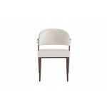 Lot de 4 chaises salle � manger velours beige pieds effet noyer m�tal lamia