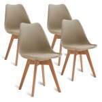 Lot de 4 chaises scandinaves beige chaise de salle  manger design en similicuir et bois massif