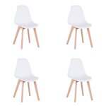 Lot de 4 chaises scandinave - blanc - pieds en h�tre