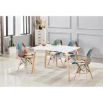 Lot de 4 chaises de salle � manger en tissu patchwork tulip ? style eiffel vintage pieds en bois ? salle ...