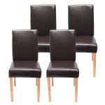 Lot de 4 chaises de sjour littau - marron - simili - cuir - pieds clairs