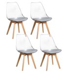 Lot de 4 chaises ? style scandinave ? table � manger transparente ? pieds en bois (gris)