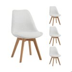 Lot de 4 chaises style scandinave en tissu bouclette blanc - scandi