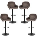 Lot de 4 chaise tabouret de bar marron - braga tissu marron - siege doux - hauteur reglable 52 - 72cm ...