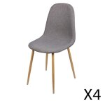 Lot de 4 chaises en tissu gris fonc� avec pieds en m�tal effet bois ? 45x87x54 cm hauteur dassise 49 ...