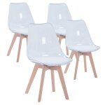 Lot de 4 chaises transparentes chaises de salle à manger coussin en pu design scandinave(blanc) Lot de 4 chaises transparentes chaises de salle à manger coussin en pu design scandinave(blanc)