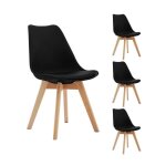 Lot de 4 chaises tulipe style scandinave pu noir - scandi