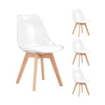 Lot de 4 chaises tulipe style scandinave pu transparent - scandi