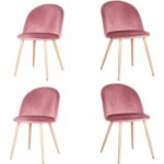 Lot de 4 chaises - chaise en velours - chaise vintage avec pieds en métal - l48 * p43 * h80cm (rose) Lot de 4 chaises - chaise en velours - chaise vintage avec pieds en métal - l48 * p43 * h80cm (rose)