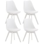 Lot de 4 chaises vintage en simili - cuir et bois - linchavornay art - blanc