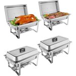 Lot de 4 chauffes - plats rectangulaires 8qt ? buffet & traiteur acier inoxydable nsf pliables id�al ...