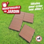 Lot de 4 dalles en bois composite - clipsable pour terrasse et allée brun exotique Lot de 4 dalles en bois composite - clipsable pour terrasse et allée brun exotique