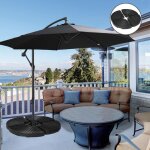 Lot de 4 dalles de lestage pour parasol d�port� dim. tot. 100l x 100l x 8h cm hdpe aspect rotin noir