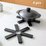 Dessous de plat - abs - pliable - 19cm - noir - lot de 4