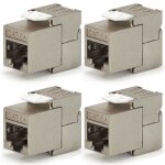 Lot de 4 embases keystone rj45 courtes cat6a ftp sans outil ?m�tal blind� 10 gbps