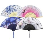 Lot de 4 ventails pliables  la main pour femme en tissu de soie et bambou creux sculpt ventail pliant ...