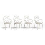 Lot de 4 fauteuils de jardin empilables en m�tal fa�on fer forg� - beige - guermantes de mylia