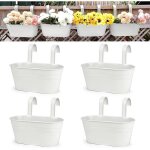 Lot de 4 grands pots de fleurs suspendus en m�tal jardini�res murales dint�rieur / ext�rieur pour balustrade ...