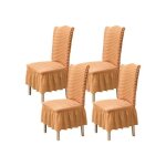 Lot de 4 housses de chaise extensibles orange - protection �lastique universelle pour salle � manger ...