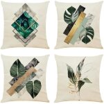 Lot de 4 housses de coussin 45 x 45 cm canap� taie doreiller coton et housse coussin en lin - a