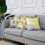 Housse de coussin - lin - lot de 4 - gris - carr� - motif boho - 45x45cm