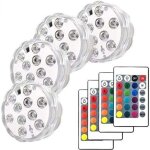 Lot de 4 lampes submersibles pour fontaine spa �clairage led sans fil � infrarouge pour base de vase ...