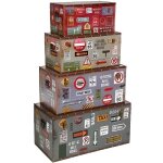 Set de 4 malles city bois et m�tal - atmosphera cr�ateur dint�rieur