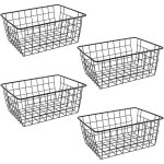 Lot de 4 paniers m�talliques noirs en fil pour rangement salle de bain r�frig�rateur bureau ou cong�lateur ...