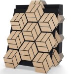 Lot de 4 panneaux insonoris�s pour murs hexagonales 81x66cm costway - 9 planches en bois - auto - adh�sifs ...