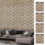 Lot de 4 panneaux insonoris�s pour murs irr�guli�res 83x65cm costway - 9 planches en bois - auto - adh�sifs ...
