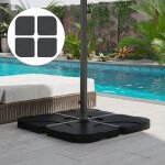 Lot de 4 pied de parasol poids de lestage carr� avec poign�e pour parasol a remplir deau jusqu� 60 kg ...