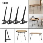 Lot de 4 pieds de table pour meuble / table basse scandinave - industriel - loft - noir - 50 cm