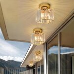 Lot de 4 plafonnier moderne led cristal - mogod e27 lustre carr� �14cm * 16cm lampe plafonde dor� pour ...