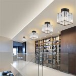 Lot de 4 plafonnier moderne led cristal - mogod e27 lustre carr 14cm * 16cm lampe plafonde noir pour ...
