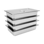Lot de 4 plateaux repas en acier inoxydable - ensemble de plateau alimentaire 9l avec couvercle - pour ...